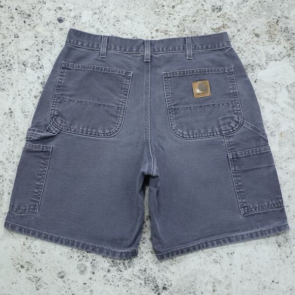 RARE Vintage Carhartt B25 PTB Petrol Blue - Grey Carpenter Shorts 30x8 - Picture 1 of 14